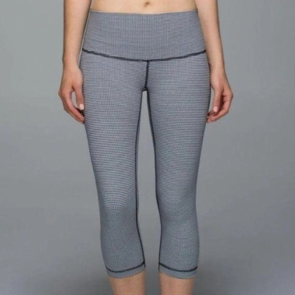 LULULEMON Wunder Under Crop Leggings 21" in Gingham - Picture 1 of 8